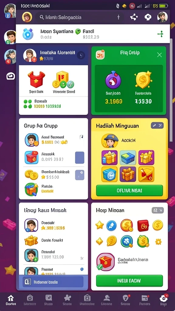 Layar permainan menunjukkan berbagai pilihan mesin slot.