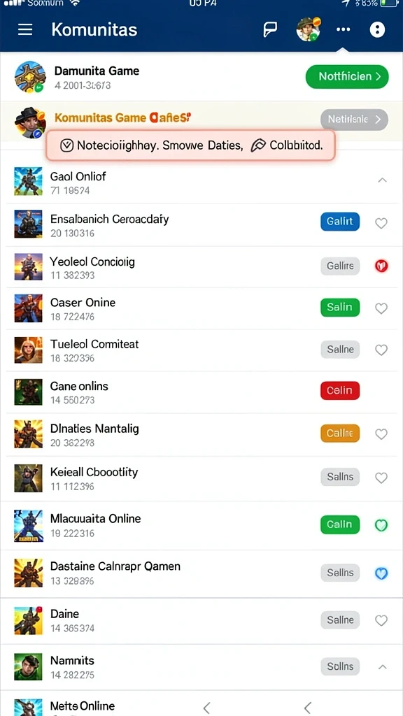 Pengguna dapat berinteraksi dalam komunitas game.