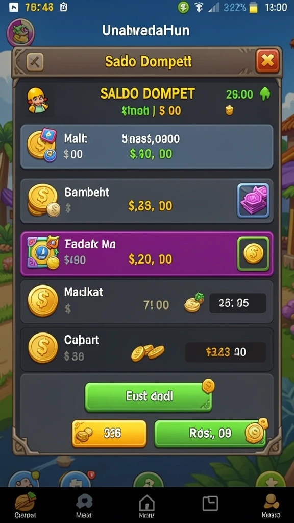 Fitur permainan yang beragam dan seru.