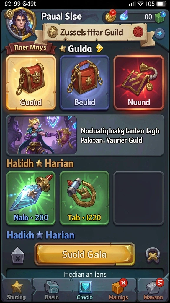 Menu pilihan karakter dengan beragam opsi.