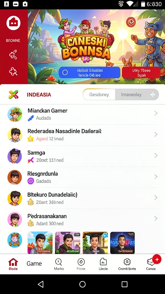Menu pilihan permainan yang mudah dinavigasi.